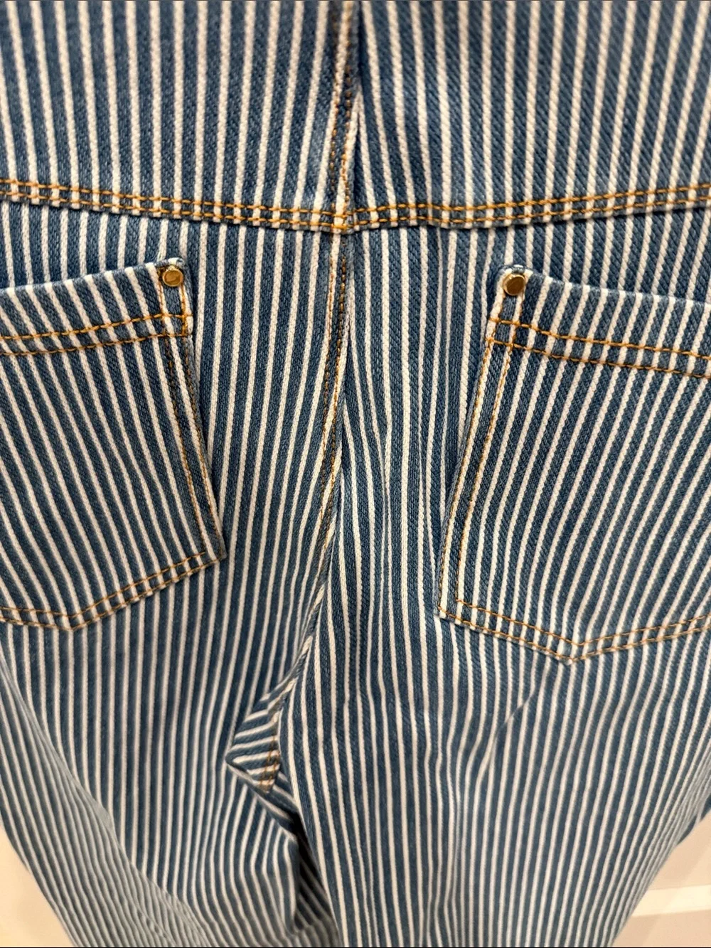 Lysse Blue and White Striped Ankle Cropped Jeans